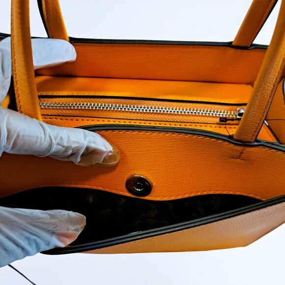 Karl Lagerfeld Paris Maybelle Satchel with Coin Pouch Orange NWT - Picture 9 of 11